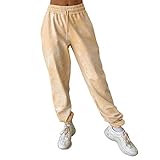 N /C Damen Batikfärbung Sport Casual Hosen Hohe Taille Lose Yoga Jogger Slimming Seitentaschen Hosen Gr. XL, gelb