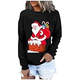 Pullover Damen Weihnachtsmotiv Weihnachten Winter Beste Freunde Pullover Langarm Kapuzenpullover Hoodie Sweatshirt für Frauen mit Motiv Bedruckte Bluse Shirt Damen Weihnachtsdruck Freizeit Sw