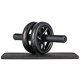 Ultrasport Bauchtrainer AB Wheel,Bauchmuskeltrainer für Zuhause, zum Trainieren von Bauchmuskeln, Rücken & Schultern,Oberkörper-Roller inkl. Kniematte,platzsparendes Sportgerät,rutschfeste G