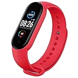 Health Bracelet Heart Rate Blood Pressure Smart Band Fitness Tracker Smartband Wristband for Adults (Red)