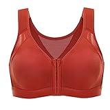 ALXY Neue Frontverschluss BH Back, Unterstützung Haltung BHS für Frauen Plus Größe Unterwäsche, Damenunterwäsche, kein Stahlring BH, weiche dünne Unterwäsche, (Bands Size : 46, Farbe : Pumpkin09)