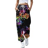 WEIYULIN Mode Damen Animal Print Bottom Jogginghose Taschen Hohe Taille Sportlich Gym Sportlich Joggerhose Lounge Hosen-Buntes A_L