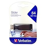 Verbatim 201947 Slider USB-Stick Drive 64 GB I USB 2 I USB Speicherstick I für Laptop Notebook Ultrabook TV Autoradio I USB 2 Stick I Datenstick mit Schiebemechanismus I Schw