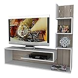 Alphamoebel 1711 Metehan TV Board Lowboard Fernsehtisch Fernsehschrank Sideboard, Wohnwand Tv Schrank Tisch für Wohnzimmer, Weiß Cordoba, Holz, Regalelement,149,5 x 29,5 x 120,8