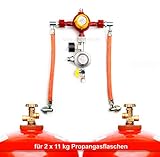 Automatische 50 mbar Zweiflaschenanlage für 11 kg Propangasflaschen/Gasflaschen (Flaschenanlage, Druckminderer, Propangas Flüssiggas Anlage, Kleinflaschenanlage) MADE IN GERMANY