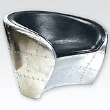 Phoenixarts Vintage Echtleder Schalensessel Design Ledersessel Retro Lounge Sessel schwarz - Industrie Design 7091