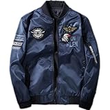 Segindy Herren Langarmjacke Mode Stehkragen Persönlichkeit Trend Patch Print Lose Bequeme Allgleiches Freizeitjacke 4XL