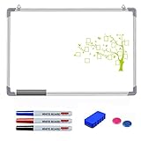 Whiteboard Magnettafel Wandtafel - mit Aluminium-Rahmen und Stiftablage , Magnetisch und Beschreibbar - Pinnwand Magnettafel trocken abwischbar, für Schule, Wohnung und Büro, 50x35