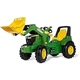 Rolly Toys Trettraktor rollyFarmtrac Premium John Deere 7R mit Frontlader rollyTrac Lader (Tretfahrzeug für Kinder ab 3 Jahre, mit Flüsterlaufreifen) 710300, grün/gelb