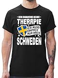 Länder Fahnen und Flaggen - Ich Brauche Keine Therapie Ich muss einfach nur nach Schweden - weiß - M - Schwarz - ich Brauche Therapie schweden. t-Shirt - L190 - Tshirt Herren und Männer T-S