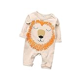 GiHai Kleinkind Baby Mädchen Jungen Herbst Strampler Outfit , Cartoon Dinosaurier, Haie, Füchse Muster Neugeborener Overall Langarm Baumwolle Jumpsuit Einteiler Onesies Bodysuit für 0-12 M