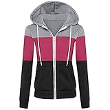 KJDWJKJRF Hoodie Kapuzenpullover Halloween Pullover Damen Kordelzug Herbstmantel Lang Oversize Sweatshirt Rollkragenpullover Tops Zip Oberteile Kontrastfarbe Pulli Mit Kapuze Und Tasche H