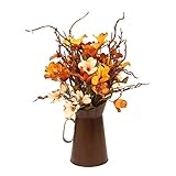 XIAOUXING Künstliche Outdoor-Pflanzen aus Seide, Blumenstrauß mit Eisen-Vase, billige künstliche Blumen für Hochzeit, Erntedankfest, Party, DIY-Dekoration (Farbe: A1)