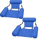 kunst für alle Aufblasbares Schwimmbett Schwimmende Reihe Wasservergnügen Lounge Chair Wasser Aufblasbares Schwimmbett Sofa Wasserbett Lounge Chairs Klappbare Rückenlehne (Blue*2)