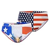 Herren Unterwäsche Shorts Sexy USA Amerikanische Flagge Adler Hot Dog Print Boxer Briefs, American Flag + Eagle Pack of 2, X-Larg