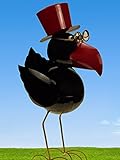 POMMERNTRAUM ® | Gartendeko Dekoration schwarzer Rabe Vogelschreck Taubenschreck Taubenabwehr Rabe Kolrabe Krähe Vogel aus Metall ❤ Prof. Dr. Rab