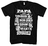 Papa Superheld DBZ Herren und Kinder T-Shirt | Vater Held Hero Son Goku Vegeta Fun DBZ (L, Schwarz)