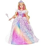 Barbie GFR45 - Dreamtopia Ballkleid Prinzessin, blond, mit glitzerndem regenbogenfarbenem Ballkleid, Bürste und 5 Zubehörteilen, Geschenk für Kinder im Alter von 3 bis 7 J