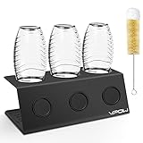 Sodastream Flaschenhalter, VPOW Edelstahl Abtropfhalter Sodastream, 3er Abtropfhalter für Sodastream Crystal, Easy, Emil Flaschen, mit Silikondichtring Abtropfwanne und Flaschenbü