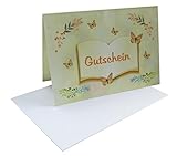 Gutscheinkarten neutral in orange mit Schmetterlinge, weiße Umschläge und Klebeecken im Set: 12 mal einen Gutschein verschenken. Geschenkgutscheine als blanko Karten zum selbst gestalten z.B. Geburtstag, Party, Feier, Hochzeit, Konfirmation, Kommunion, Taufe, Baby, Weihnachten, Valentinstag, Muttertag usw. (12er Set)
