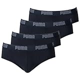 PUMA Herren BASIC Brief Unterhose 4er Pack in vielen Farben (schwarz/schwarz/schwarz/schwarz, L)