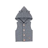 Glücklicher Käufer Baby Strickpullover Ärmellos Kapuzenpullover Weste Pullover Mädchen Jungen Warm Tank Top Winter 0-24 Monate (0-6 Monate, Grau)