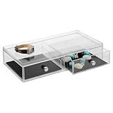 iDesign Clarity Jewelry Schmuckaufbewahrung | Schmuckkasten mit 2 Schubladen für Uhren, Ketten, Ringe etc. | Schmuck Organizer mit Kratzschutz | Kunststoff durchsichtig