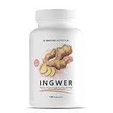 BAFOXX Nutrition® Ingwer Kapseln hochdosiert - 180 Stück für 6 Monate - Naturprodukt mit 300 mg Ingwerpulver - vegan und ohne Zusatzstoffe - deutsche Mark