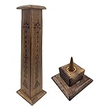 Incense Burner Wooden Tower Hand Carved in India Exclusive and Unique Design 30 x 8 x 8 cm Weight 190 g Wooden Incense H