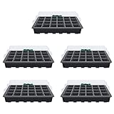 Wisolt Zimmergewächshaus Anzuchtkasten, 5er Pack 120 Zellen BPA-freies Keimkit für Flache Sämlingsschalen Gartenpropagator-Set mit Feuchtigkeitsdeckel und wasserdichter Basis für die Samenvermehrung