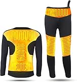 PFTHDE Winter Motorrad USB Beheizte Jacke Anzug Frauen Elektrische Heizung Unterwäsche Top Set Männer Thermische Reitjacke Hemd Kleidung