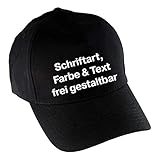 Multifanshop® Baseballcap Wunschtext Druck vorne (Schriftart, Schriftfarbe und Artikel Farbe wählbar) Cap Kappe Mütze Farbe: schw