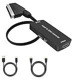 SCART auf HDMI Konverter mit HDMI Kabel, Scart zu HDMI Converter, Full HD 1080P/720P Video Audio Adapter mit USB-Kabel für HDTV STB VHS Xbox PS3 Sky Blu-ray DVD Play