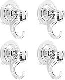 Quntis 4 Pack Saugnapf Haken Vakumm Saughalter Wandhaken befestigen zum Aufhängen ohne Boren transparant wiederverwendbar Waterproof öldicht Saugnapfhalterung bis zu 3 kg für Küche Bad Z