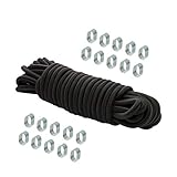 Dreamprint Expanderseil 20 m Schwarz 8 mm Gummiseil Gummischnur Spannseil Planenseil Gummileine elastisches Seil mit 20x Würgek