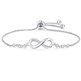 Tusuzik Armbänder Damen 925 Sterling Silber Funkeln Kubisches Zirkonia Kuss Armband Akzent Unendlichkeit für Immer Armbänder für D