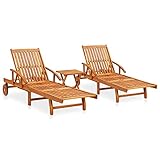 Tidyard Klappbar Sonnenliege 2 STK.Sonnenliegen-Set Garten-Lounge-Set mit Teetisch,Gartenliege Gartenmöbel Relaxliege Strandliege Freizeitliege Liegestuhl Liege für Garten oder T