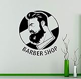 Fashion Barber Shop Wandtattoo Friseursalon Vinyl Aufkleber Frisur Schlafzimmer Friseursalon Dekoratives Kunstwandbild A1 schwarz 42x47
