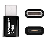 reconnect GmbH Adapter Micro USB auf USB C Typ-C Stecker wandelt USB 2.0 Typ B zu USB 3.1 Typ C schw