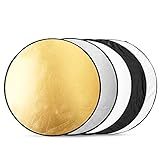 BDDFOTO 5 in 1 Licht-Reflektor (60CM Ø) Reflektor Fotografie Tragbarer Faltbarer für Kamera Reflektor, Studio, Licht D
