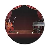 Musiktheater-Mauspad Für Computer, Orchester-Symphonie-Thema, Bühnenvorhänge, Klavier, Cello, Musik-Design Runde Mauspad Rutschfest Gummiunterseite Gaming-Mauspad Glatten Office Runde Mousemat 20C