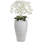 Künstliche Orchidee | 120 cm hoch | Pflanze Dekoration Weiß| Übertopf XXL | TOP Qualität | Handarb