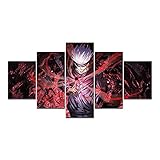 SINGLEAART, Leinwanddrucke,5 Teilige Leinwand,Jujutsu Kaisen Anime,Satoru Gojo,5 Stück Wandbild,Wohnzimmer Dekoration,Modular Wandkunst,Brettmalerei,Geburtstagsgeschenk,150×80cm,Mit R