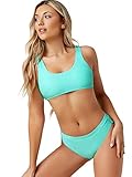 SheIn Damen Basics U-Ausschnitt Bikini-Sets 2 Stück Wireless BH Badeanzug - Grün - X-Larg