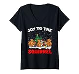 Damen Joy To The Squirrel - Programmierer Weihnachtshumor T-Shirt mit V