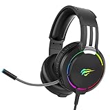 havit Gaming Headset für PS4 PS5 PC Xbox One RGB Gaming Kopfhörer mit Kabel und Mikrofon 50MM Treiber Surround Sound Headset mit Soft Memory Ohrenschützer für Laptop Switch Handy und Tablet (H2010d)