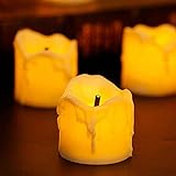 4 Stück LED Kerzen, Hoothy Teelichter LED Kerze Flackernde Flamme Landscape Light, Dekorative Kerzen Batterie betrieben Wasserdicht Ideal für Garten, Balkon, Hochzeit, Party, Wohnkultur.(Warmweiß)
