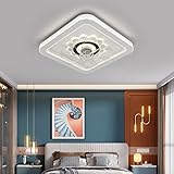 MYYINGBIN Deckenventilator Mit Beleuchtung Und Fernbedienung Modern 3 Geschwindigkeiten Dimmbar Eckig Fan Deckenleuchte Schlafzimmer Wohnzimmer Leise Deckenventilator Mit Licht Und T