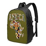 DJNGN Afrikanischer ethnischer Windel-Laptop-Rucksack 17 Zoll Anti-Diebstahl-Reise-Business-School-Rucksack mit USB-Ladeanschluss und Kopfhörer-Schnittstelle Tagesrucksack für Damen und H