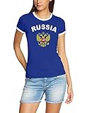 Coole-Fun-T-Shirts Russland Russia T-Shirt Damen Blau, Gr.M